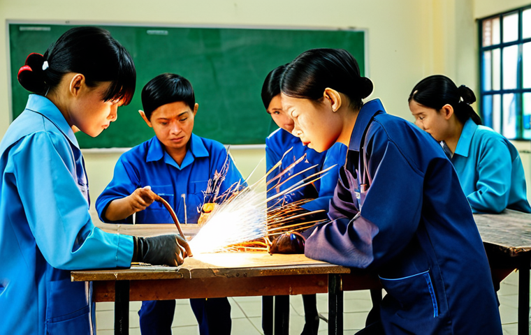 용접 전문가의 커리어 개발 - Modern Welding Workshop**

"A bright and organized welding workshop in Hanoi, Vietnam, featuring var...