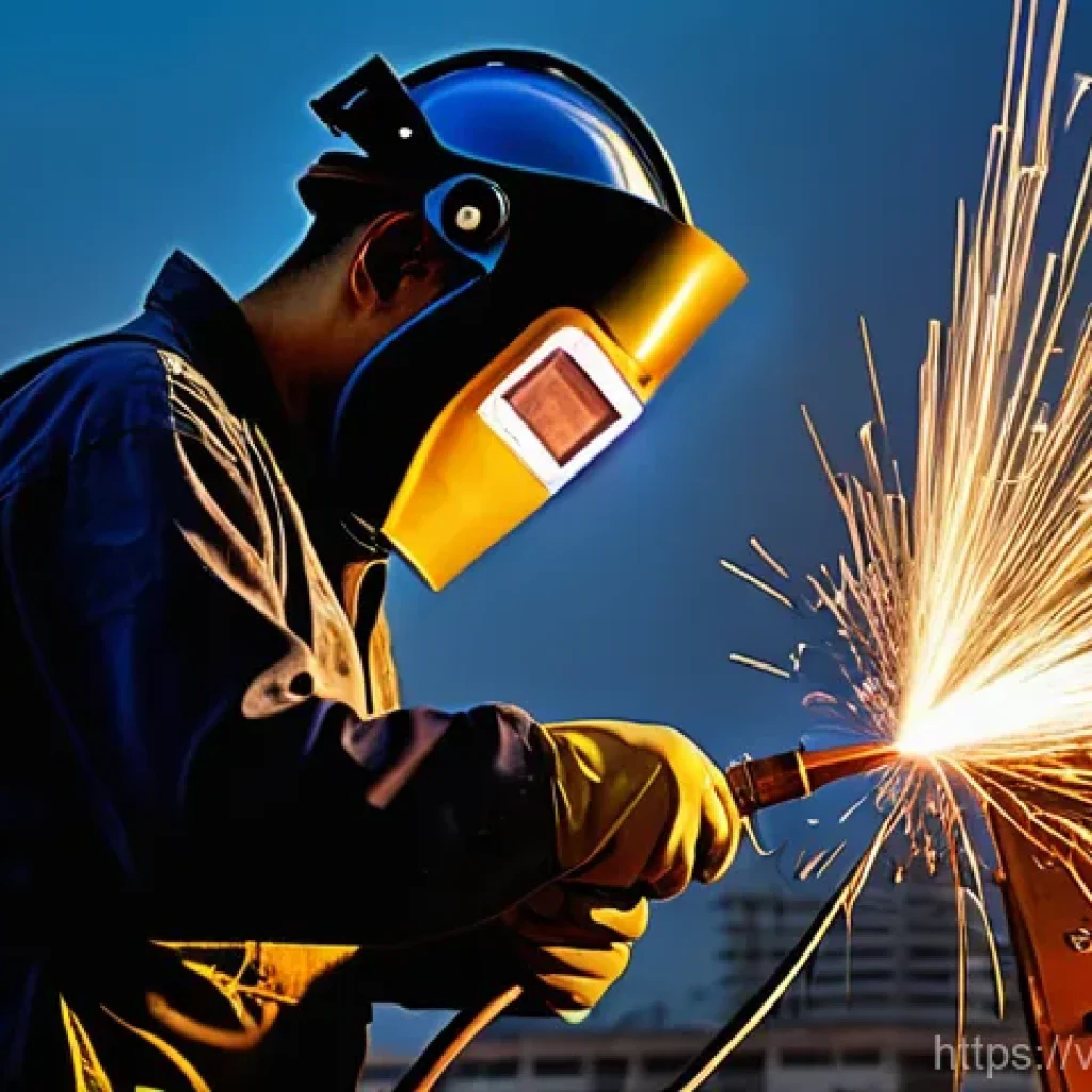 용접사의 시간 관리 팁 - **Prompt 1: The Master Welder's Precision**
A highly skilled Vietnamese male welder, mid-30s, wi...