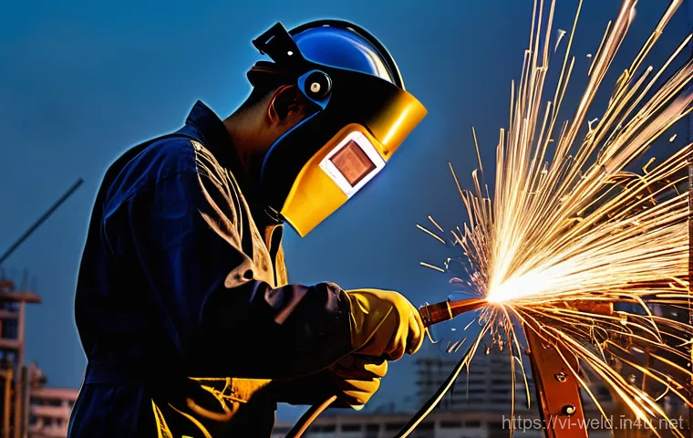 용접사의 시간 관리 팁 - **Prompt 1: The Master Welder's Precision**
A highly skilled Vietnamese male welder, mid-30s, wi...
