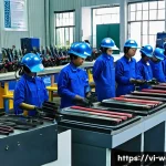 Home 21 용접 학원 선택 요령 - A modern welding training center in Vietnam, featuring a spacious, well-lit workshop filled with adv...